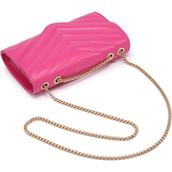 ⚡ Women's Pink Stylish Evening Clutch Chain Shoulder Strap Crossbody Bag - Picture 4 of 6